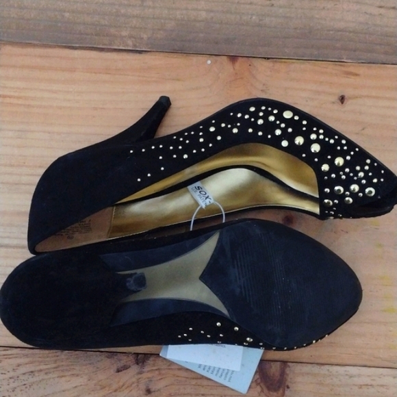 Sigerson Morrison Black Suede Divya Peep Toe Beaded Heels NWT Size 7.5 - Picture 13 of 14